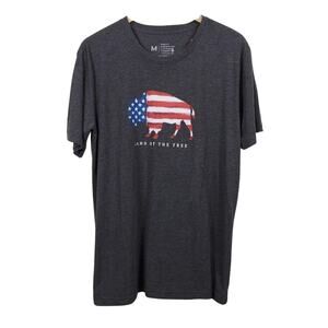 Great American Lakes & Timber USA Flag T Shirt Men Size M Heather Charcoal
